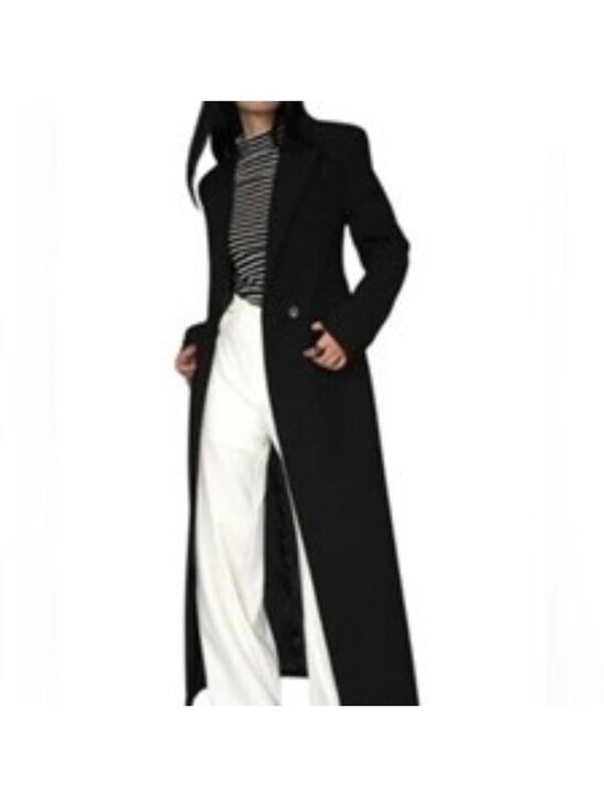 Preston & York Jackets & Blazers - Preston & York Wool Maxi Coat Black 4 Button Collar Pockets Overcoat Classic 12